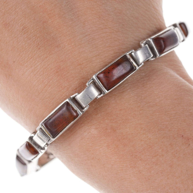 Retro Christin Wolf Reversible Native American Sterling bracelet with amber - Estate Fresh Austin