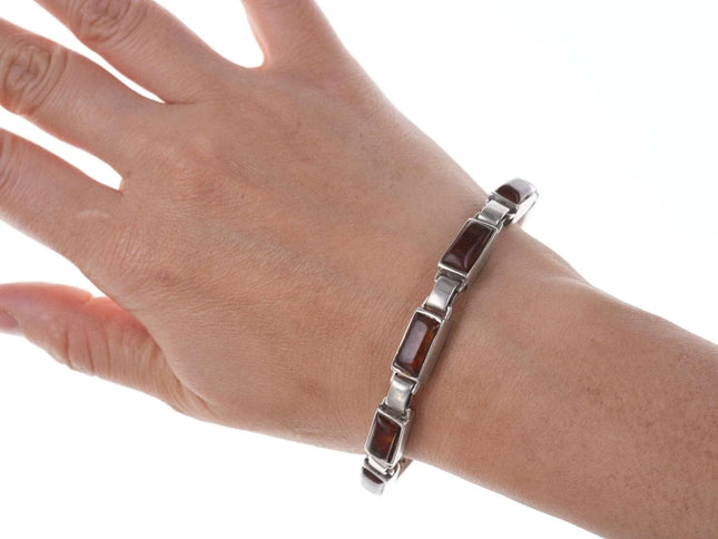Retro Christin Wolf Reversible Native American Sterling bracelet with amber - Estate Fresh Austin