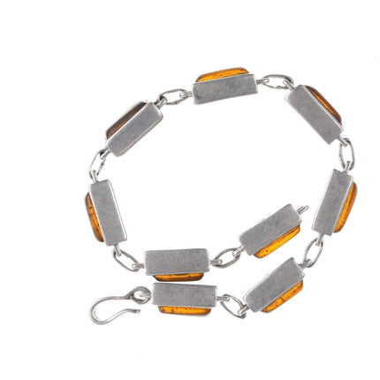 Retro Christin Wolf Reversible Native American Sterling bracelet with amber - Estate Fresh Austin