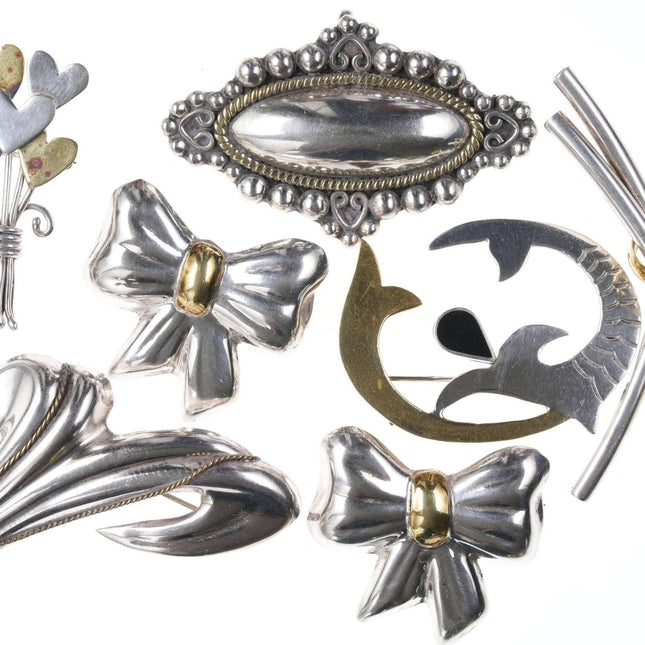 Retro Collection Mexican Sterling/Brass Mixed metals brooches x pin - Estate Fresh Austin