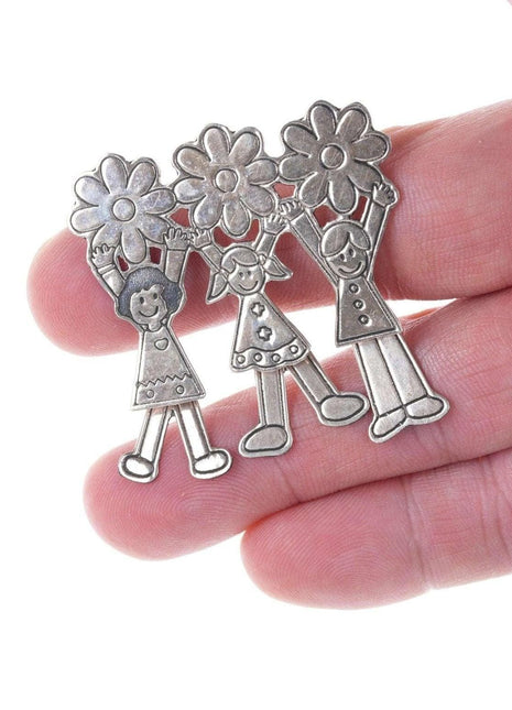 Retro EFS Sterling silver articulating Children brooch pin - Estate Fresh Austin