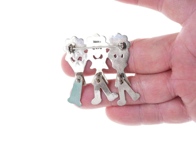 Retro EFS Sterling silver articulating Children brooch pin - Estate Fresh Austin