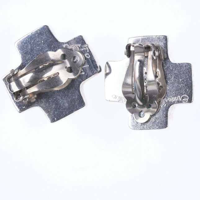 Retro Emilia Castillo Sterling silver cross clip-on earrings - Estate Fresh Austin
