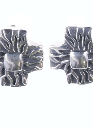 Retro Emilia Castillo Sterling silver cross clip - on earrings - Estate Fresh Austin