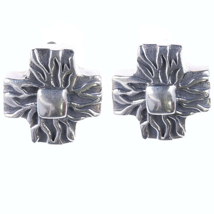 Retro Emilia Castillo Sterling silver cross clip - on earrings - Estate Fresh Austin