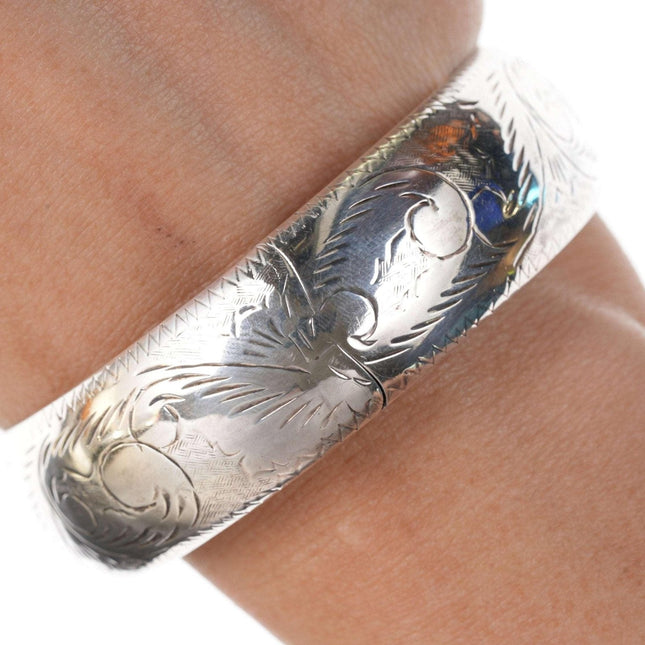 Retro engraved sterling bangle - Estate Fresh Austin