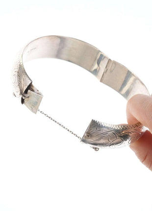 Retro engraved sterling bangle - Estate Fresh Austin