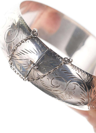 Retro engraved sterling bangle - Estate Fresh Austin