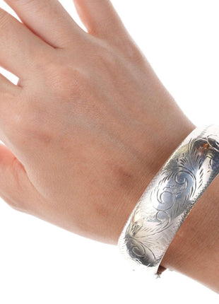 Retro engraved sterling bangle - Estate Fresh Austin