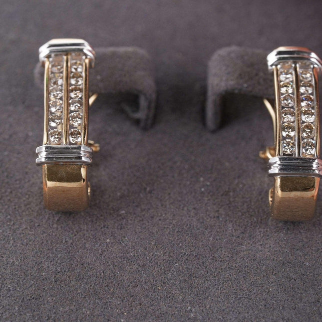 Retro Estate 14k Diamond french clip earrings - Estate Fresh Austin