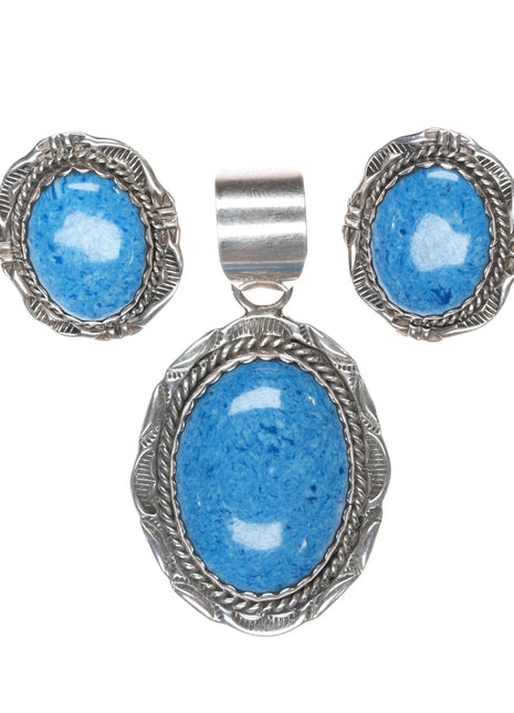 Retro EYD Navajo sterling denim Lapis clip - on earrings/pendant - Estate Fresh Austin