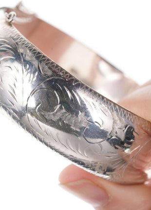 Retro hand engraved sterling bangle - Estate Fresh Austin