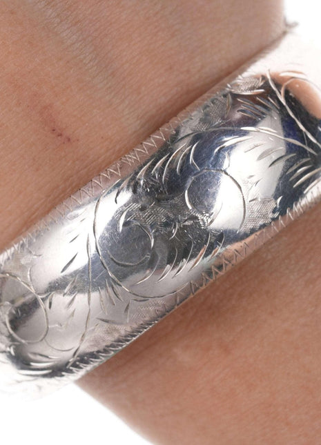 Retro hand engraved sterling bangle - Estate Fresh Austin