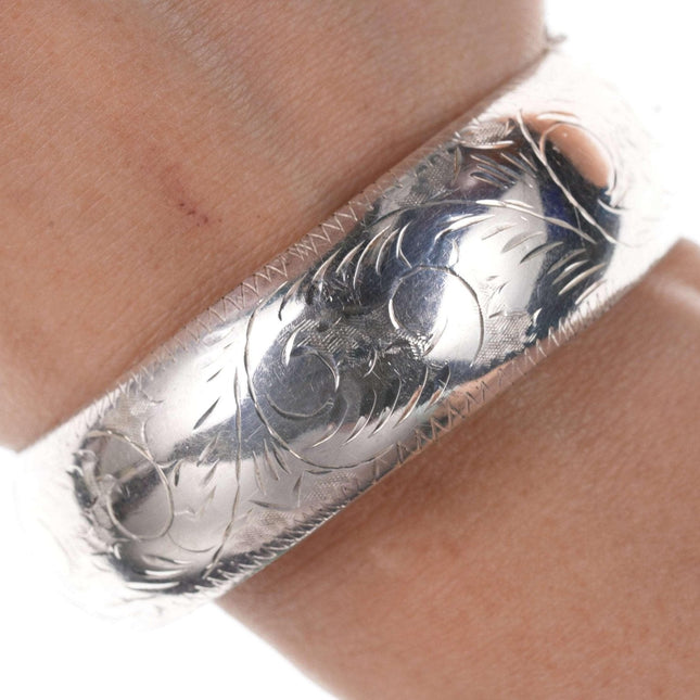 Retro hand engraved sterling bangle - Estate Fresh Austin