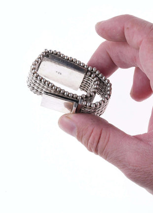 Retro Indo KC Sterling woven thick bracelet - Estate Fresh Austin