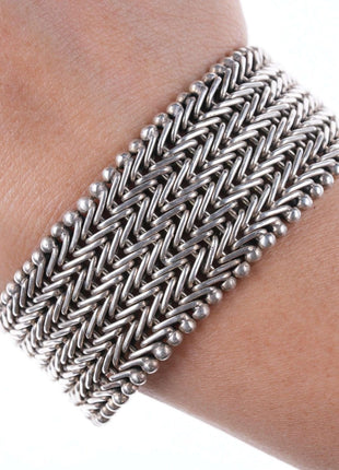 Retro Indo KC Sterling woven thick bracelet - Estate Fresh Austin