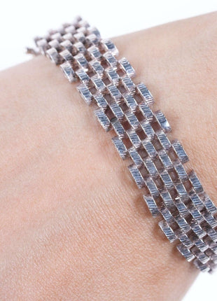 Retro Italian sterling large mesh bracelet - Estate Fresh Austin