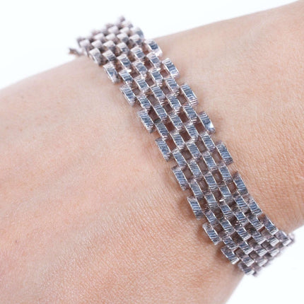 Retro Italian sterling large mesh bracelet - Estate Fresh Austin