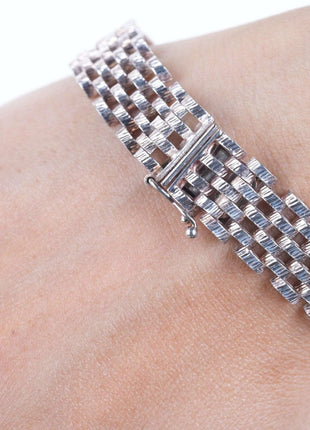 Retro Italian sterling large mesh bracelet - Estate Fresh Austin