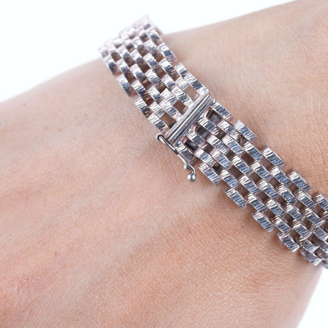 Retro Italian sterling large mesh bracelet - Estate Fresh Austin