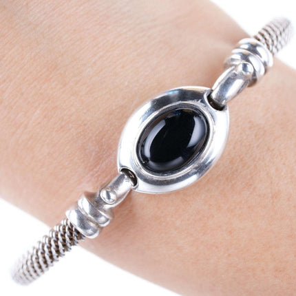 Retro Joseph Esposito Sterling Onyx bangle - Estate Fresh Austin