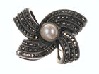 Retro Judith Jack Sterling Marcasite Pendant/brooch with faux pearl pin - Estate Fresh Austin