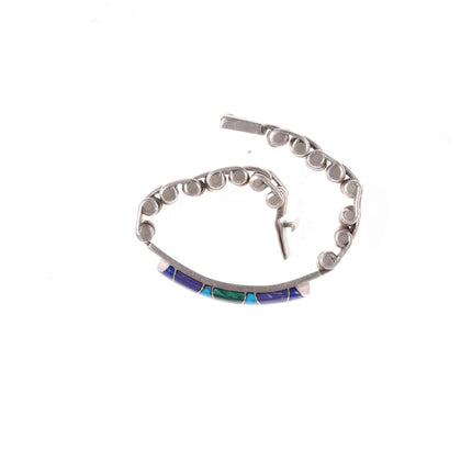 Retro Mexican 950 Silver multi - stone inlay bracelet - Estate Fresh Austin