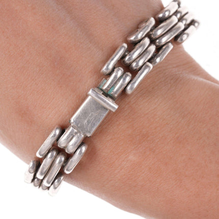 Retro Mexican 950 Silver multi - stone inlay bracelet - Estate Fresh Austin