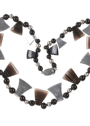 Retro Mexican Modernist Sterling and onyx necklace - Estate Fresh Austin