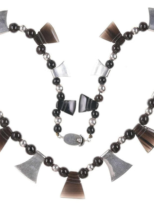 Retro Mexican Modernist Sterling and onyx necklace - Estate Fresh Austin