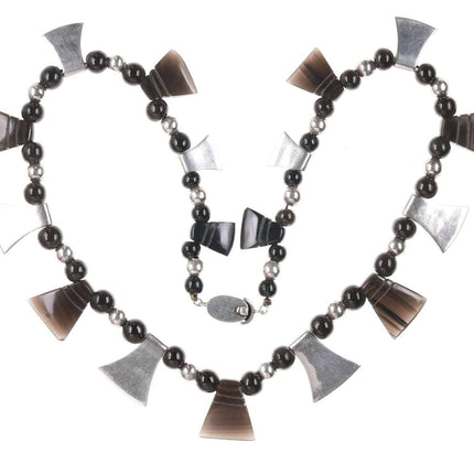 Retro Mexican Modernist Sterling and onyx necklace - Estate Fresh Austin