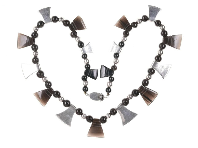 Retro Mexican Modernist Sterling and onyx necklace - Estate Fresh Austin