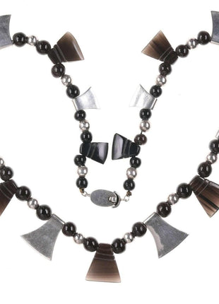 Retro Mexican Modernist Sterling and onyx necklace - Estate Fresh Austin