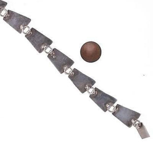 Retro Mexican Modernist Sterling muti - stone inlay bracelet - Estate Fresh Austin