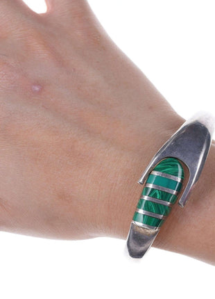 Retro Mexican sterling malachite bracelet - Estate Fresh Austin