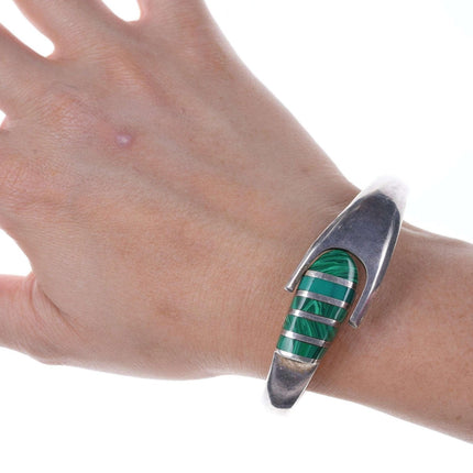 Retro Mexican sterling malachite bracelet - Estate Fresh Austin