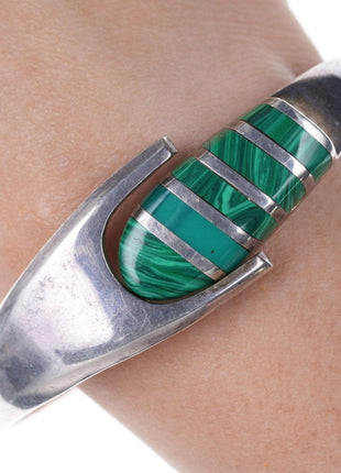 Retro Mexican sterling malachite bracelet - Estate Fresh Austin