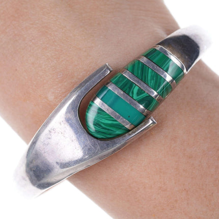 Retro Mexican sterling malachite bracelet - Estate Fresh Austin