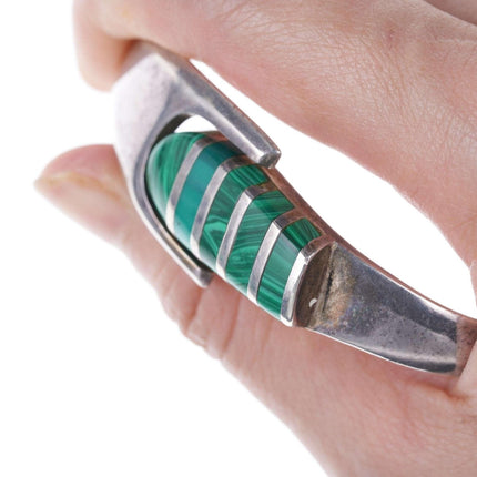 Retro Mexican sterling malachite bracelet - Estate Fresh Austin