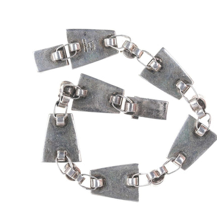 Retro Modernist Sodalite/Cat's Eye Mexican Sterling inlay bracelet - Estate Fresh Austin