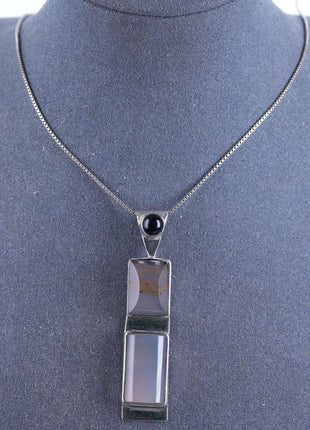 Retro Multistone Sterling drop pendant necklace - Estate Fresh Austin