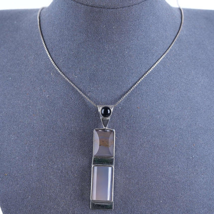 Retro Multistone Sterling drop pendant necklace - Estate Fresh Austin