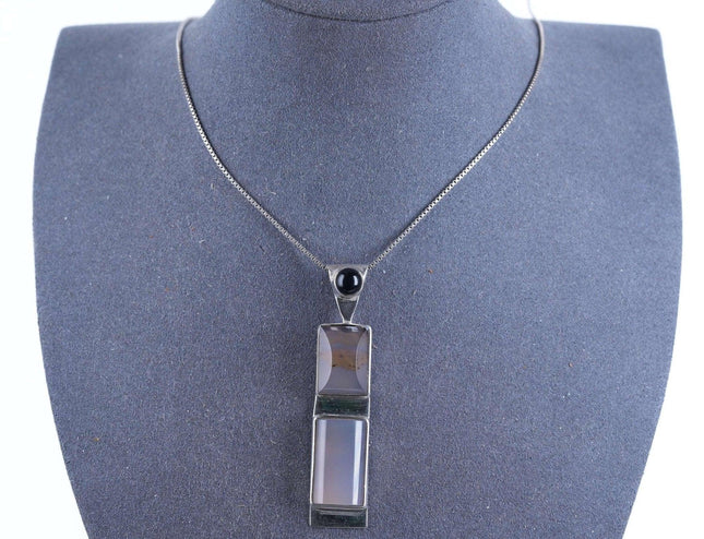 Retro Multistone Sterling drop pendant necklace - Estate Fresh Austin