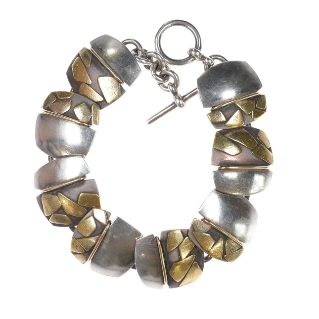 Retro Robert Farrell 24k gold 18k/sterling shibuichi post modernist bracelet - Estate Fresh Austin