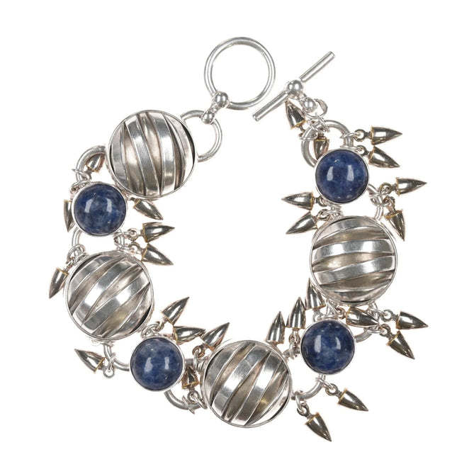 Retro Robert Farrell Sterling sodalite post modernist bracelet 7" long bracelet - Estate Fresh Austin