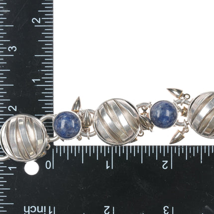 Retro Robert Ferrell Sterling sodalite post modernist bracelet 7" long bracelet - Estate Fresh Austin