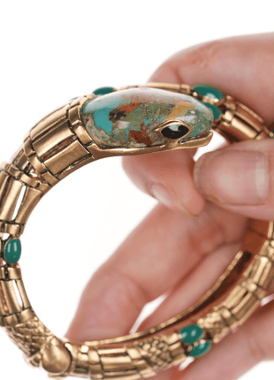 Retro Roberto Cavalli Italian Turquoise snake clamper bangle - Estate Fresh Austin