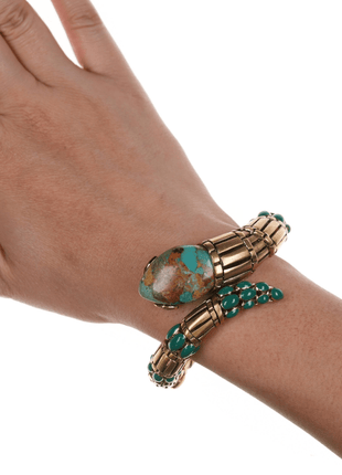 Retro Roberto Cavalli Italian Turquoise snake clamper bangle - Estate Fresh Austin