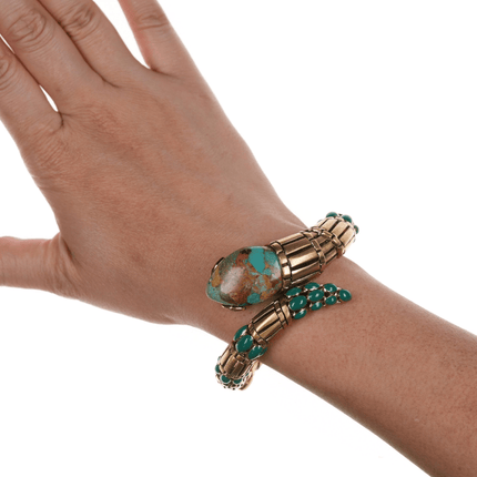 Retro Roberto Cavalli Italian Turquoise snake clamper bangle - Estate Fresh Austin