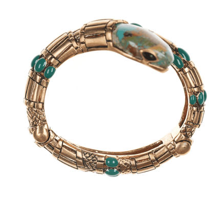 Retro Roberto Cavalli Italian Turquoise snake clamper bangle - Estate Fresh Austin